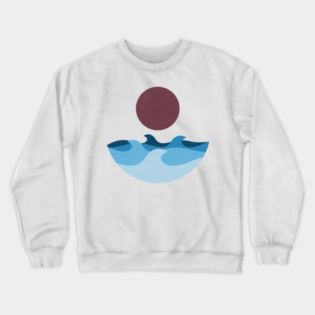 Minimal Boho waves and sun cool tones Crewneck Sweatshirt by JDP Designs